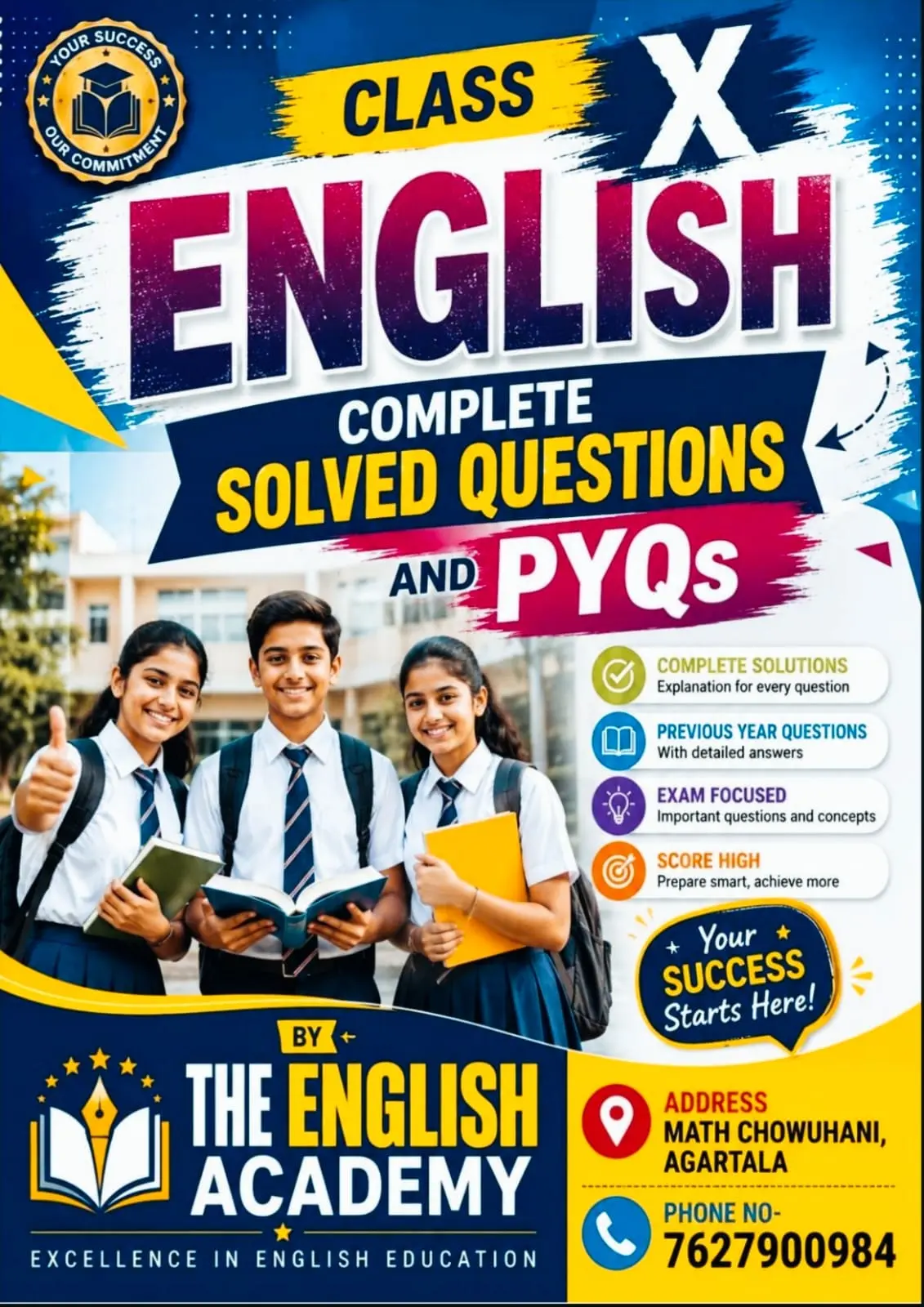 Cover of Class X English: Complete Solved Questions and PYQs